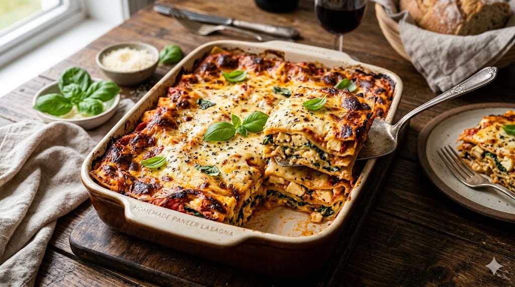 You are currently viewing Paneer Lasagna Recipe: Cheesy Indian Style Vegetarian Lasagna at Home
